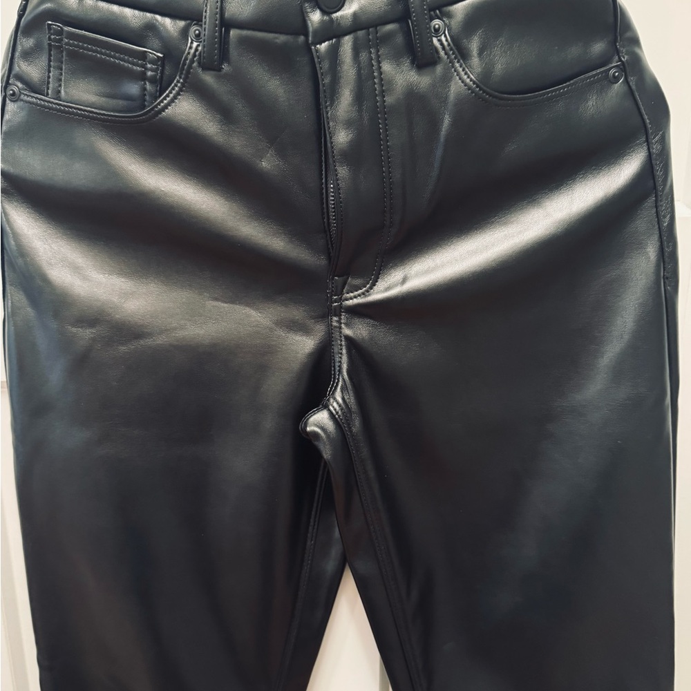 Good American Shiny Black Classic Leather Pants